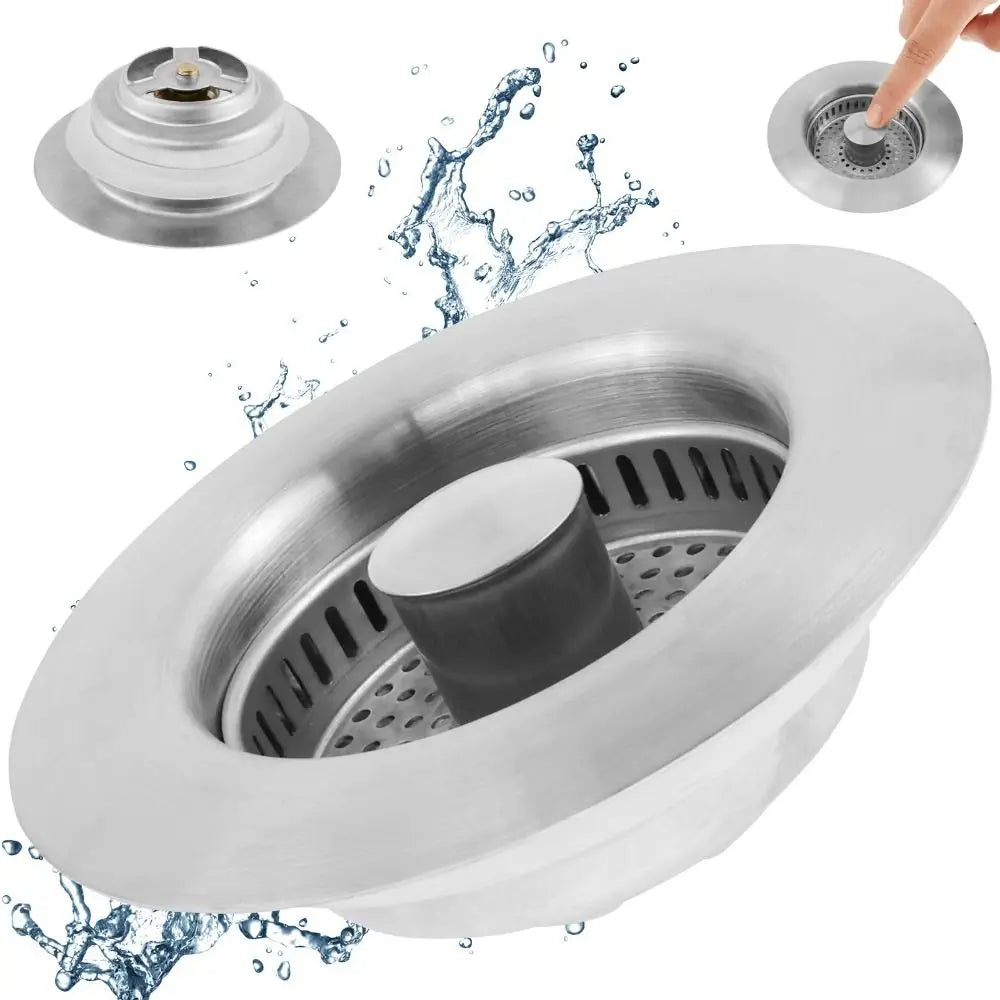 Premium Universal Stainless Steel Sink Filter Plug – 3-in-1 Design