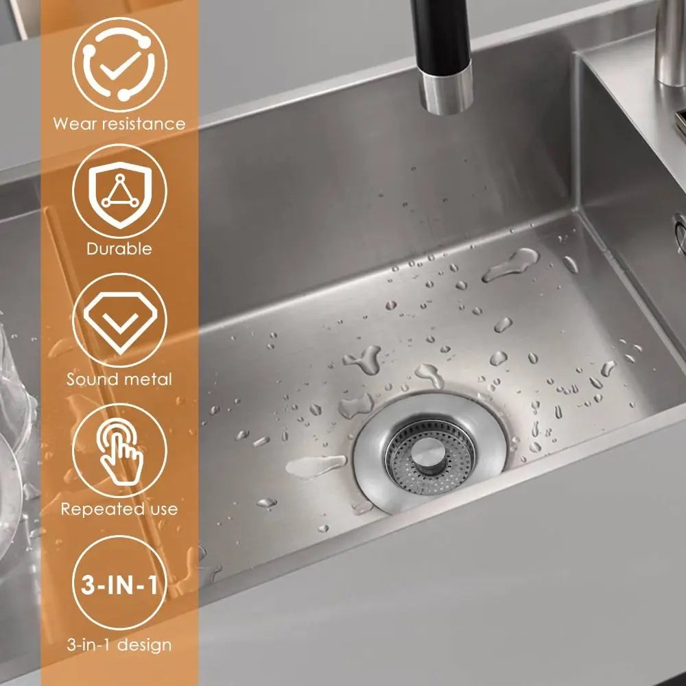 Premium Universal Stainless Steel Sink Filter Plug – 3-in-1 Design