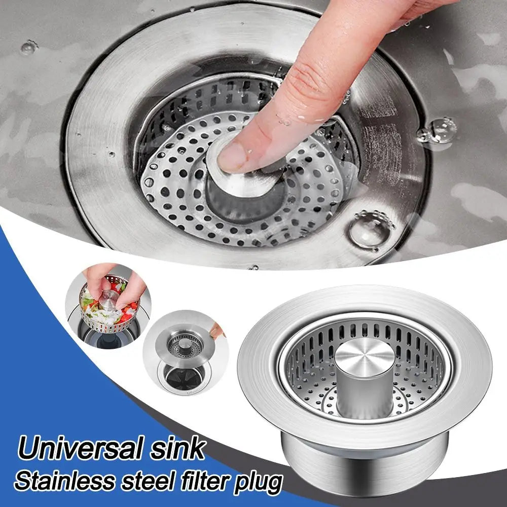 Premium Universal Stainless Steel Sink Filter Plug – 3-in-1 Design