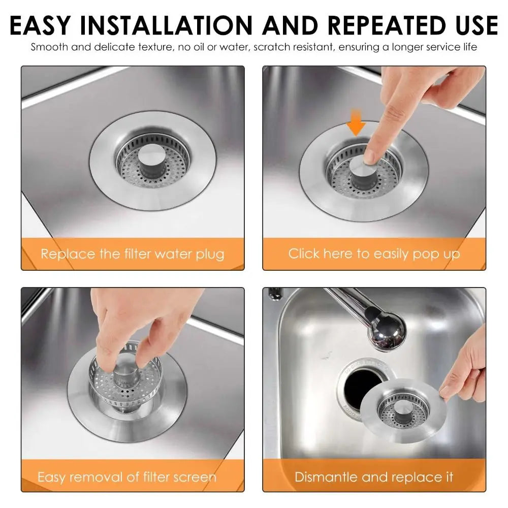 Premium Universal Stainless Steel Sink Filter Plug – 3-in-1 Design