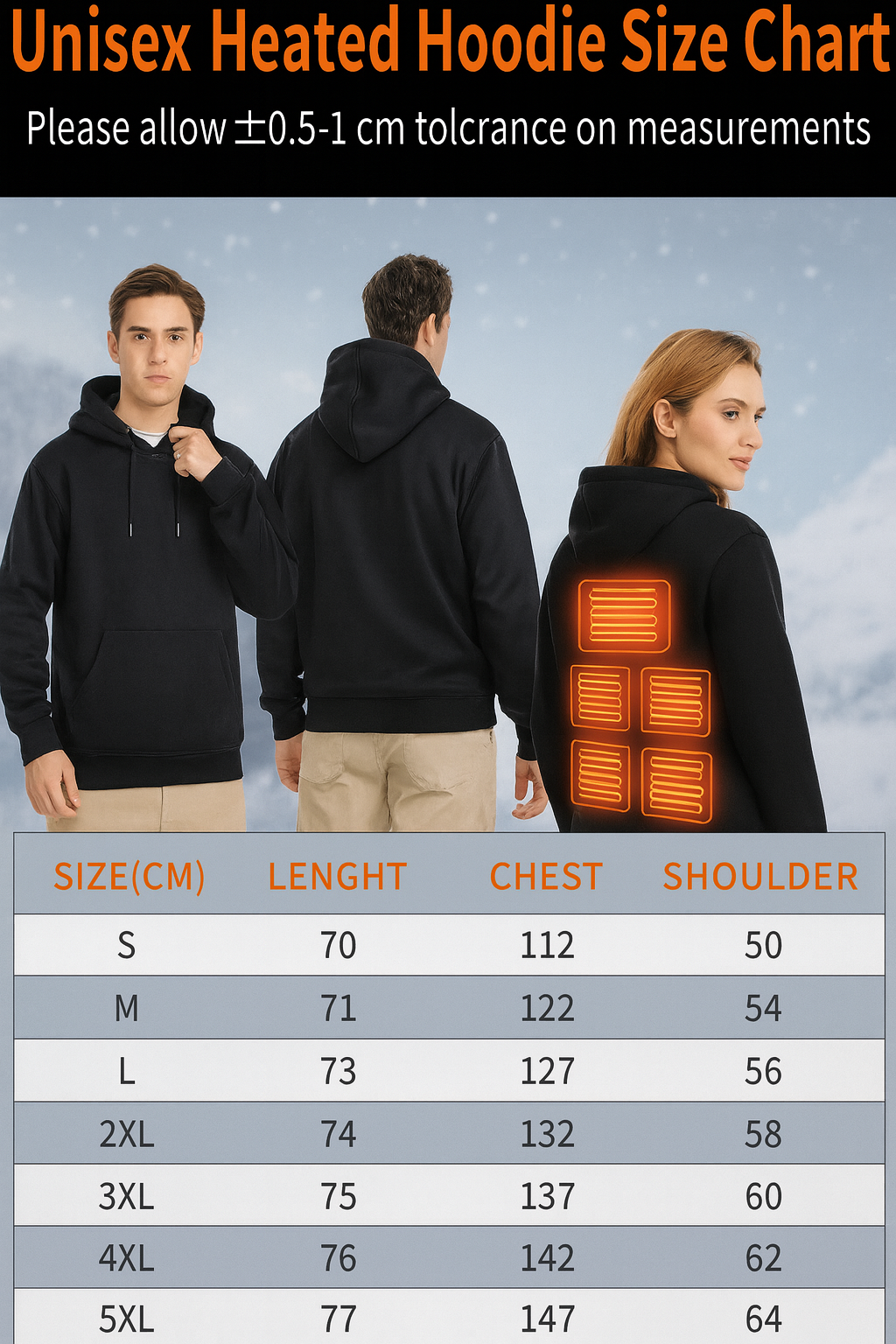 🔥 USB Heated Hoodie – 7-Zone Winter Armor