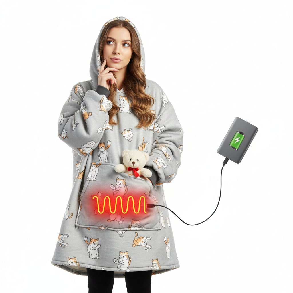 ToastyBoss™ Wearable Heated Hoodie Blanket