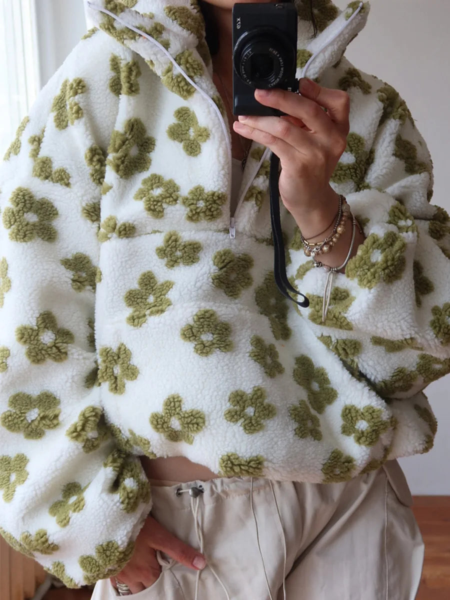 Cozy Floral Sherpa Hoodie