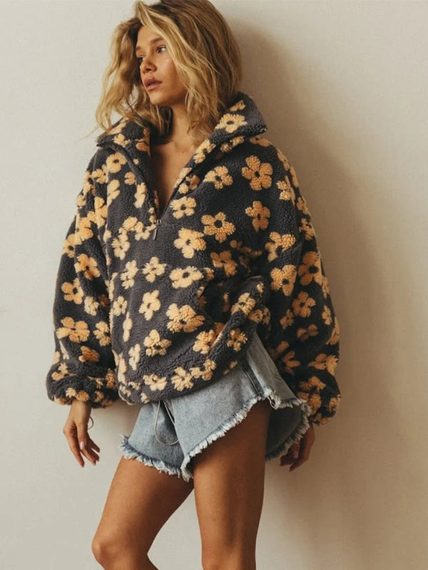 Cozy Floral Sherpa Hoodie