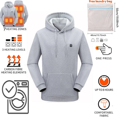 🔥 USB Heated Hoodie – 7-Zone Winter Armor