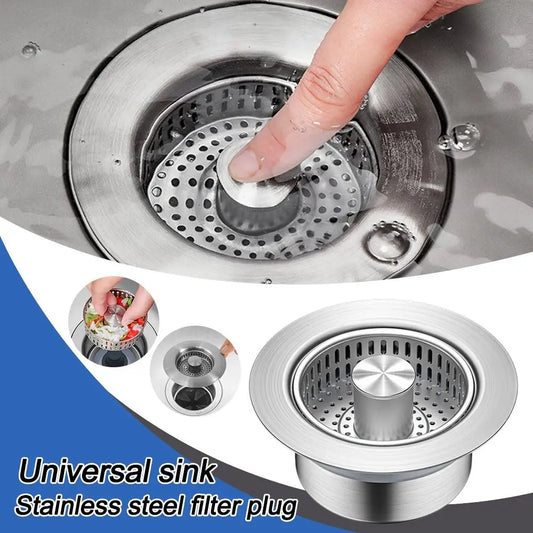 Premium Universal Stainless Steel Sink Filter Plug – 3-in-1 Design