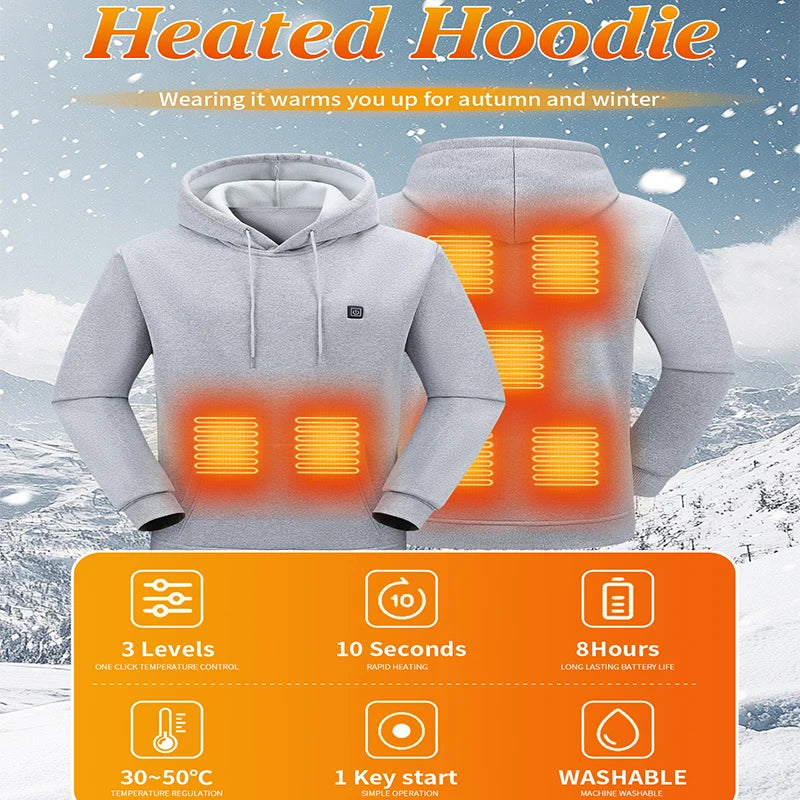 🔥 USB Heated Hoodie – 7-Zone Winter Armor