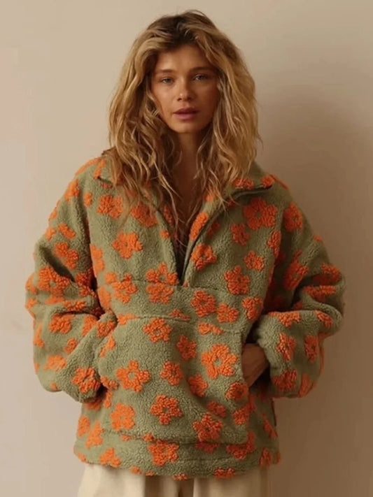 Cozy Floral Sherpa Hoodie