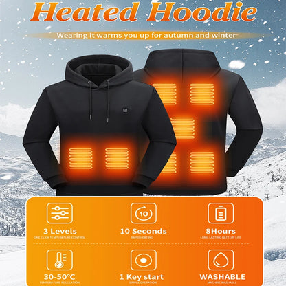 🔥 USB Heated Hoodie – 7-Zone Winter Armor