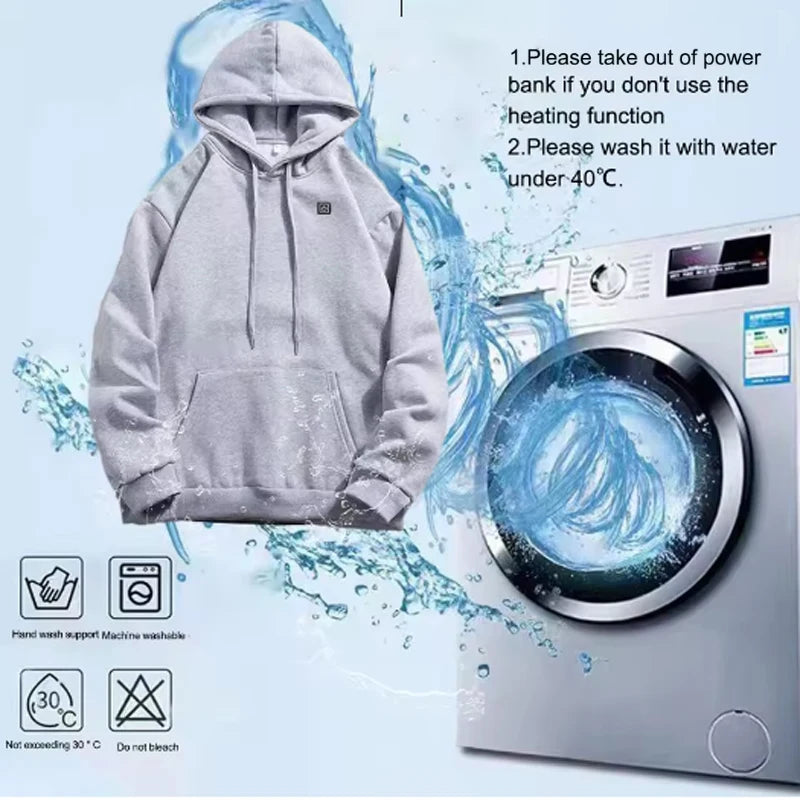 🔥 USB Heated Hoodie – 7-Zone Winter Armor