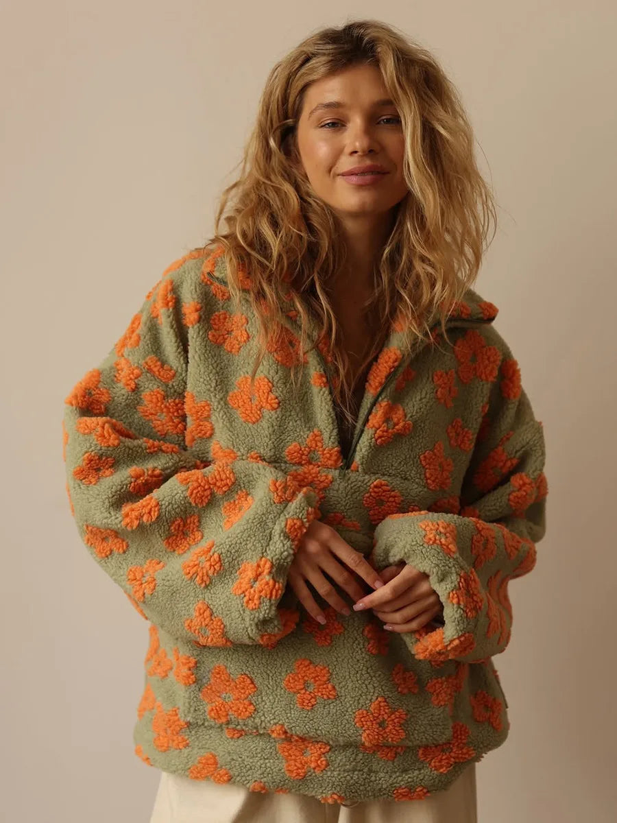 Cozy Floral Sherpa Hoodie